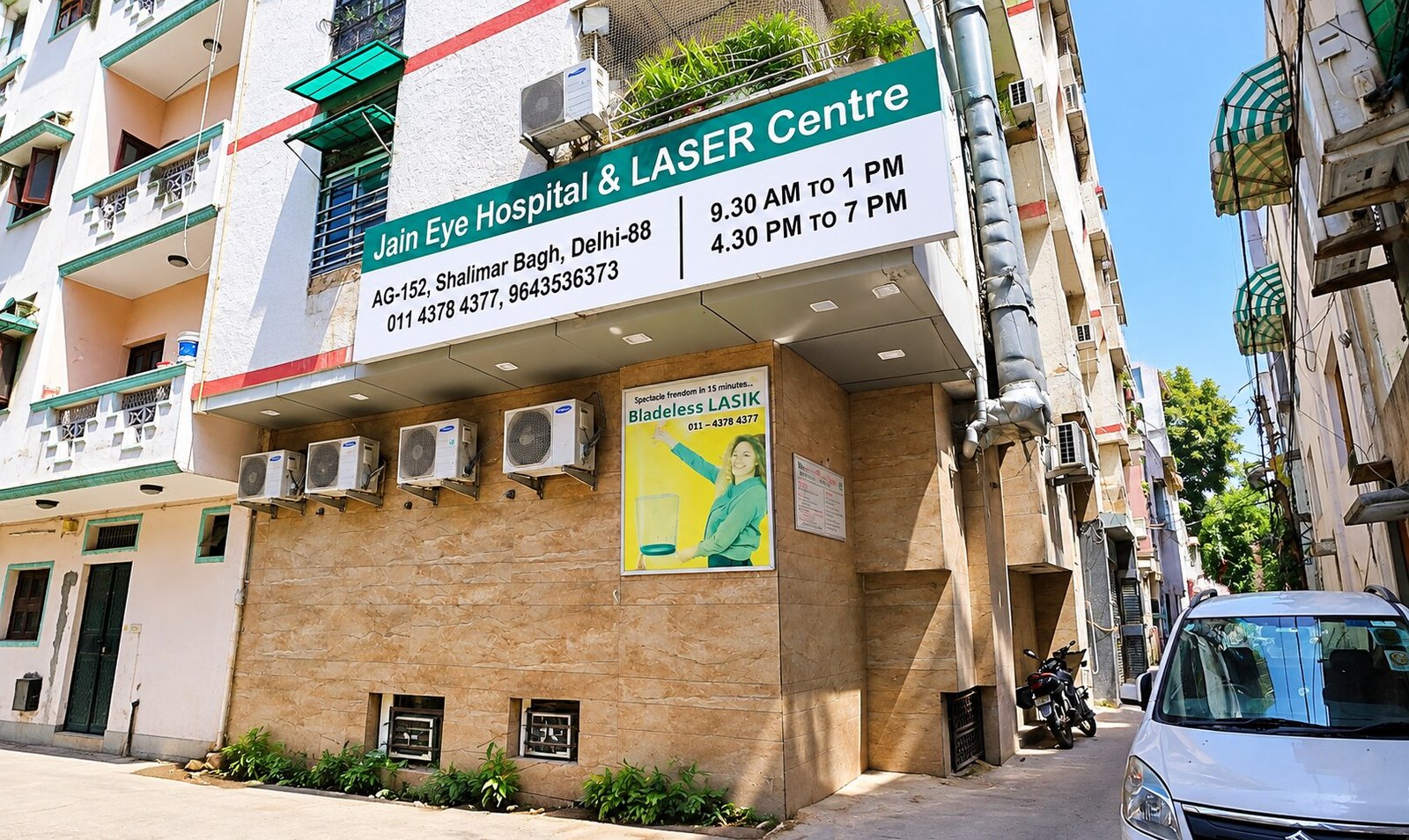 Jain Eye Hospital and Laser Centre exterior in Shalimar Bagh